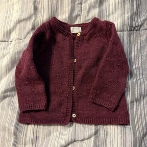 Burgundy Knit Cardigan with bow accents